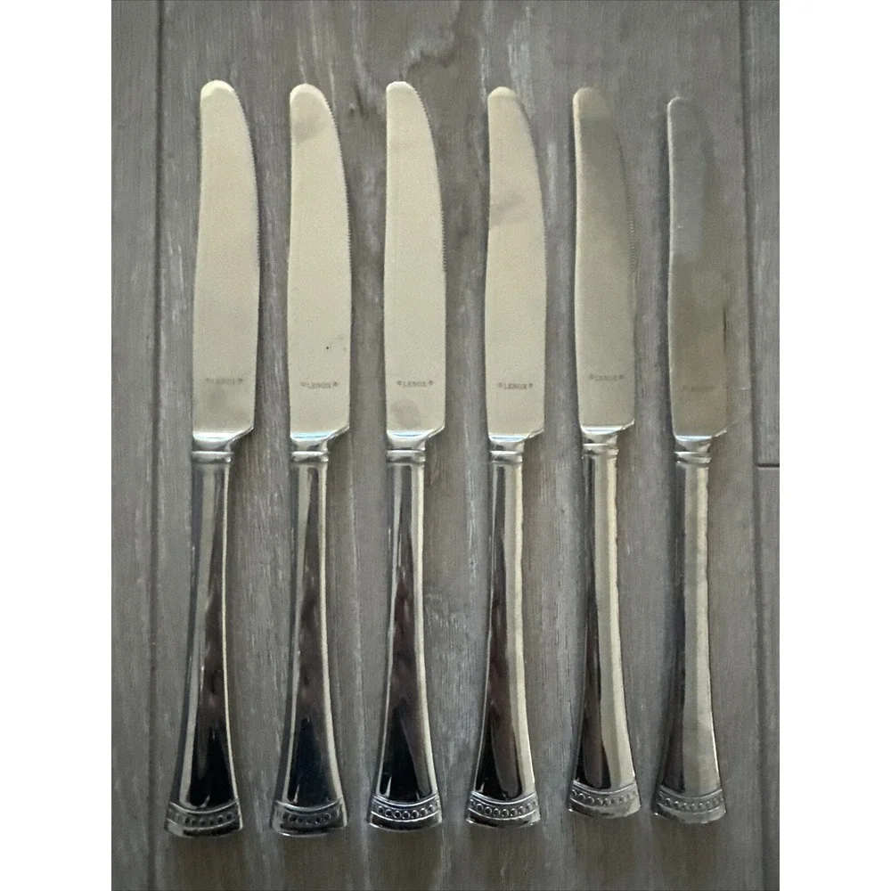 Lenox PORTOLA 18/10 Stainless Flatware Dinner Knives Set Of 6 High Quality Table